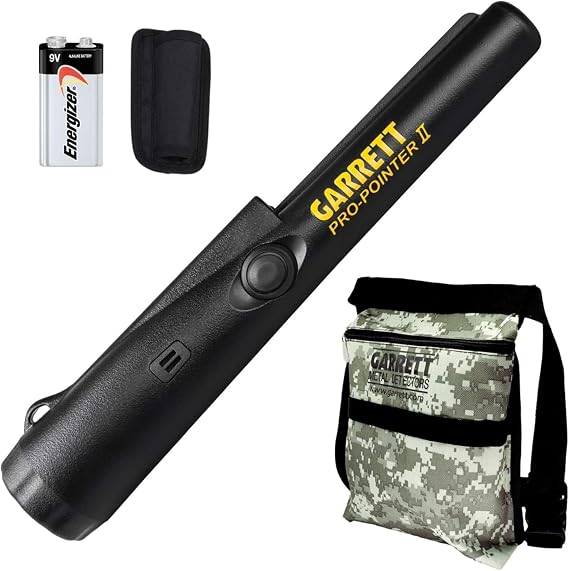 Garrett Pro-Pointer II Metal Detector Pinpointer 360 Detection, LED Flashlight, Waterproof Tip, Lost Alarm, Includes Camo Finds Pouch