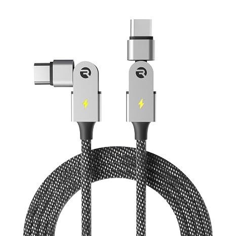 Raycon Magic Spin Cable - 6.6 Feet 100W Fast Charging Type C to Type C Cable for iPhone 16, Samsung Galaxy S24, Google Pixel 7, OnePlus 11, iPad Pro, MacBook Air (Black, 6.6 Feet)