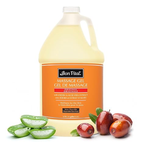 Bon Vital' Original Massage Gel, 1 Gallon, Hypoallergenic & Paraben-Free | Professional massage lotion, gel and cream for massage therapy -body bodywork