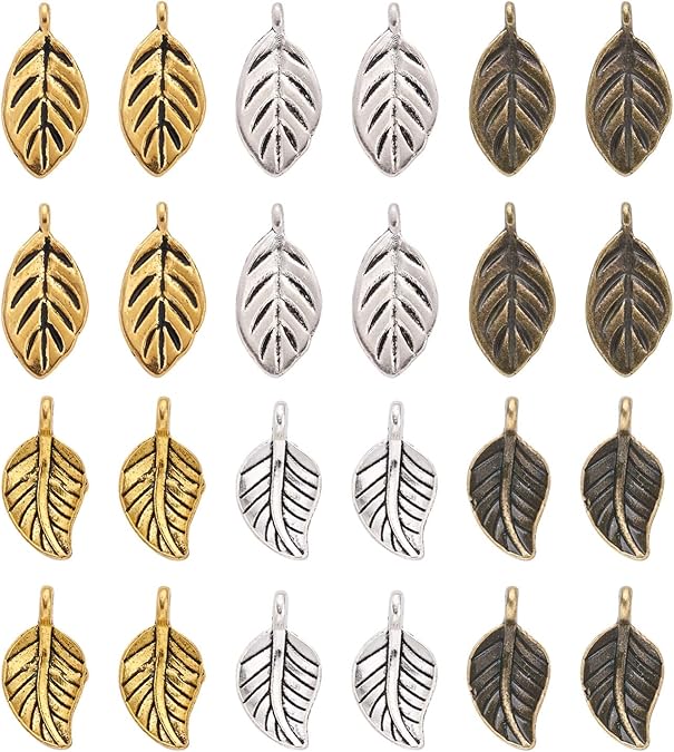 Craftdady Golden Elephant Lucky Pendants - Antique Gold Jesus Fish Vintage Buddhist Leaf Evil Eye Dangle Necklace Earring Charms for DIY Craft Jewelry Making