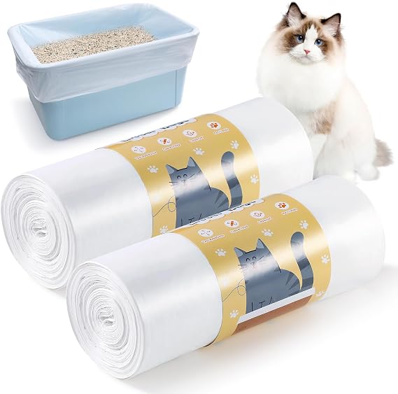 40 XL Cat Litter Tray Liners on Roll, 103 x 53 cm, Leakproof | Heavy-duty LDPE, fits trays up to 60 x 48 cm, perforated roll, tear resistant, 40-pack for easy changes