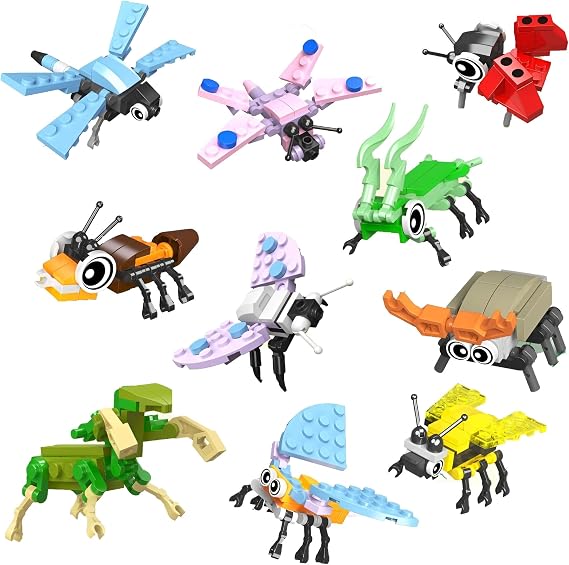 Cute Insect Building Blocks Set – 720PCS Animal Bricks Kit with Butterfly, Dragonfly and 10, Classroom Reward, STEM Eduaction Toy, Home Office Decor, Creative Gift for Child Age 6+