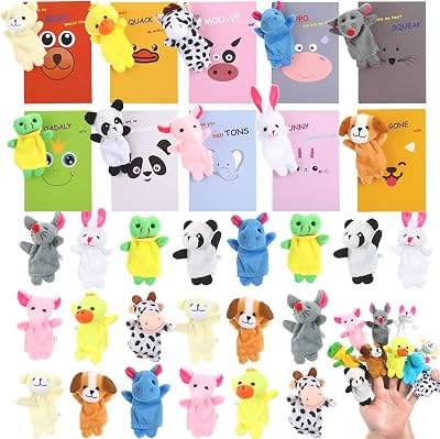 BILLMOSS Valentines Day Gifts for Kids - 20 Pack Cards With Finger Puppets Plush Animal Toys for School Exchange, Classroom Prize Rewards, Party Favors