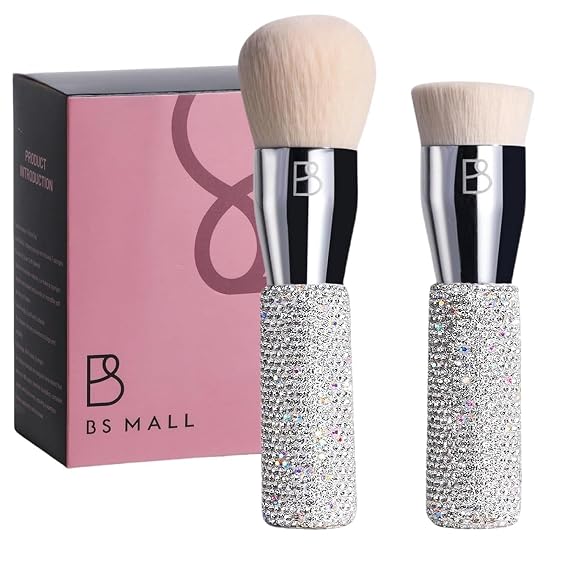 Diamond Makeup Brush Set Foundation Powder Brush Silver 2 Pcs Set | Diamond luxurious diamond makeup brush with super soft bristle brushes that glide effortlessly across your skin.