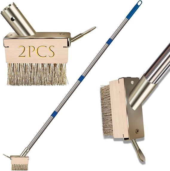 Moss Remover Brush Tool with 65in Handle for Concrete Pavers Crevice