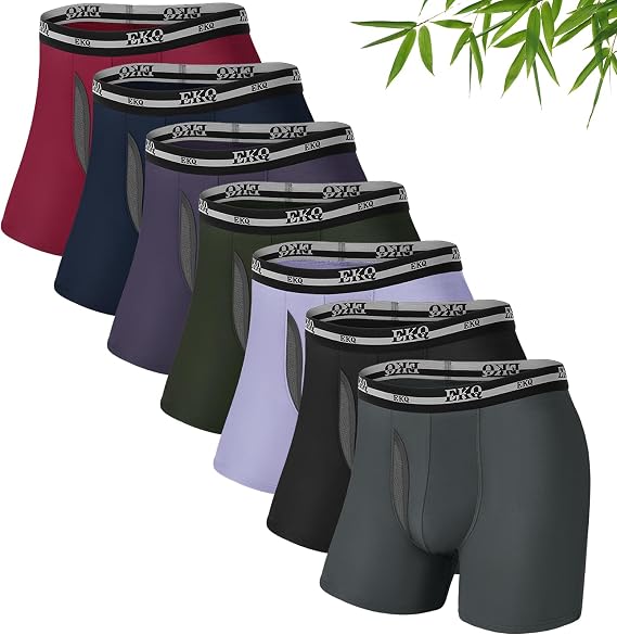 Mens Underwear Boxer Briefs 7 Pack Ultra Breathable Bamboo Rayon Boxers