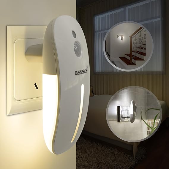 Sensky Motion Sensor Night Light Plug in Walls LED Nightlight, Eye-Friendly Night Lighting Natural White for Baby, Kids, Hallways, Stairs, Bedrooms [Energy Class A++]
