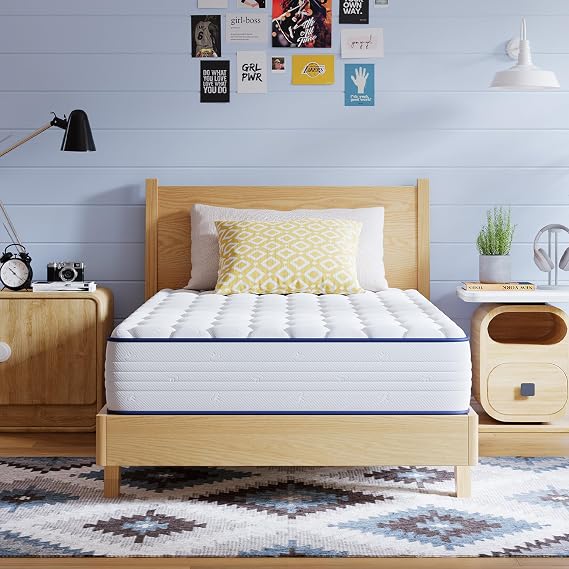 Avenco SleepSphere 8 Inch Twin Mattress, Twin Size Mattresses with Innerspring for Pressure Relief, Foam and Spring Hybrid Colchones Breathable Cover CertiPUR-US Certified Bed Mattress in a Box