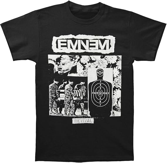 Eminem Men's BW Target Collage T-Shirt X-Large Black