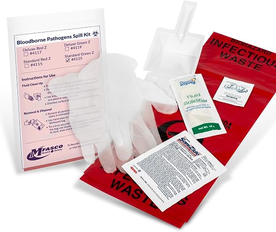 Bloodborne Pathogens Spill Kit for Vomit CleanUp & Bodily Fluids, No Bleach