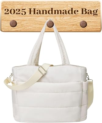 Puffer Tote Bag for Women, Quilted Shoulder Work Bag, Lightweight Travel Tote with Laptop Compartment
