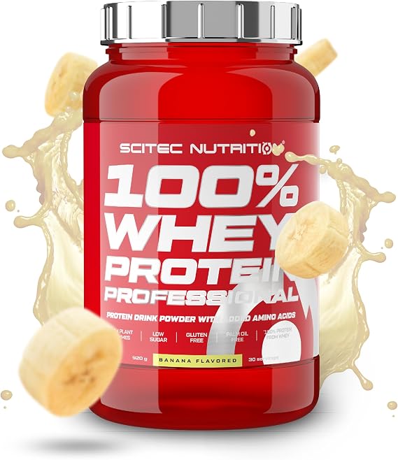 Scitec Nutrition 100% Whey Protein Professional - Whey Protein Complex | From concentrate and isolate - with digestive enzymes - for muscle building - 920 g, Banana