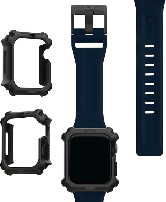 URBAN ARMOR GEAR Scout Replacement Strap Compatible with Apple Watch Band 44/42mm for Series 6/5/4/SE (Mallard) Bundle with Protective Bumper Watch Case 44mm Black/Black