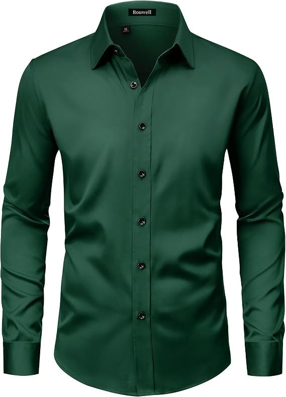 Mens Wrinkle Free Dress Shirts Regular Fit Long Sleeve Non Iron Business Casual Wedding Stretch Button Down Shirt