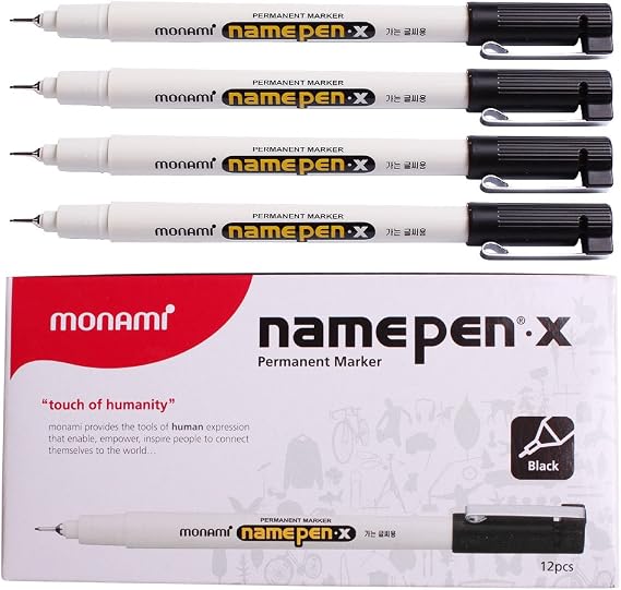 Monami Name Pen X Fine/thin Permanent Marker Black Dozen Box (12pcs)
