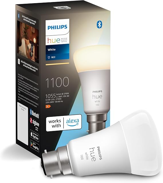 Philips Hue Smart Bulb, B22, Dimmable, Dynamic Settings, Works with Alexa, Google Assistant and Apple Homekit