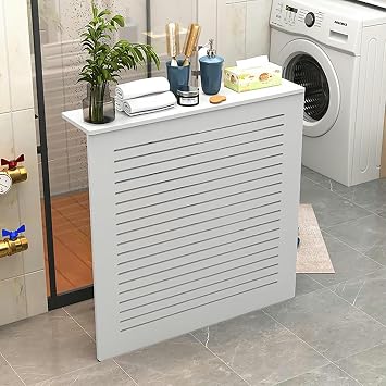 Radiator Cover Cabinet Shelf,White Modern Radiator Cover,MDF Radiator Cover Louvered Grill Shelf Cabinet,Radiator Covers for Home,Shields Pipes,for Home & Office