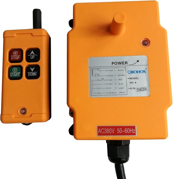 4 Channels Wireless Remote Control Transmitters Industrial Hoist Crane CNC Pushbutton Switches Max 100m HS-4 AC/DC 12-24V AC36V/220V/380V (380V)