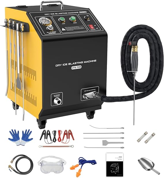 Dry Ice Blasting Machine,HTS705 Automotive Dry Ice Blasting Cleaning Machine,110V Dry Ice Blast Cleaners Suitable for Cylinder Combustion Chamber,Engine,Intake Valve,Throttle Valve