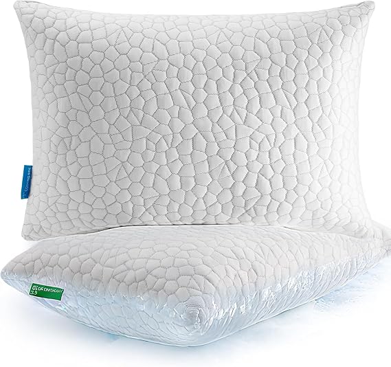 SUPA MODERN Cooling Pillow For Sleeping, Shredded Memory Foam Pillows Queen Size 2 Pack Bed Pillow For Side Back Stomach Sleepers, Adjustable Cool Pillows For Hot Sleepers With Washable Cover