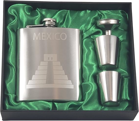 Mexico 7 oz Flask Gift Set