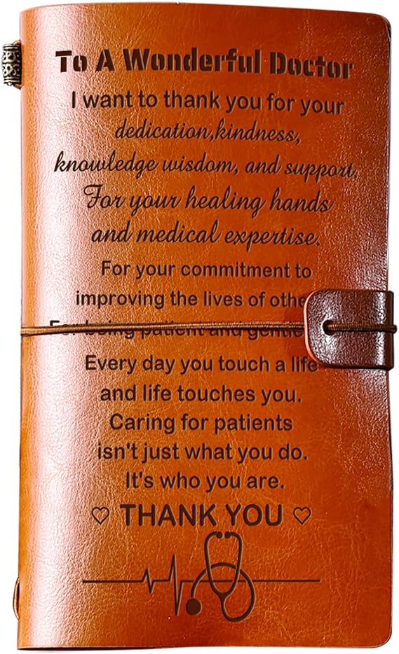 Doctor Gifts, To Doctor Leather Journal -140 Page Keepsake Notebook Gift | Refillable Travel Journal Diary Sketch Book Writing Journals Christmas Birthday Gifts for Doctors
