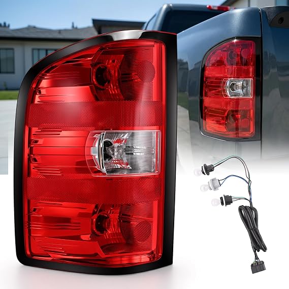 Left Tail Light Assembly for 2007-2013 Chevy Silverado 1500 | 07-14 2500 HD 3500 HD Sierra 3500 Dually, Replaces 25958482 GM2800207, Left Driver Side w/Bulbs and Harness, Plug-N-Play