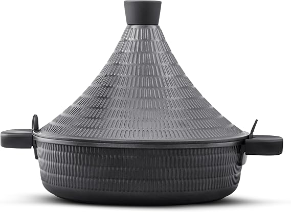 Tagine Cooking Pot 28cm 4.1L Moroccan Tajine Non Stick Induction Hob | Self-basting lid, PFOA-free Greblon coating, lightweight aluminium, all-hob cooking, slow-cooked flavour