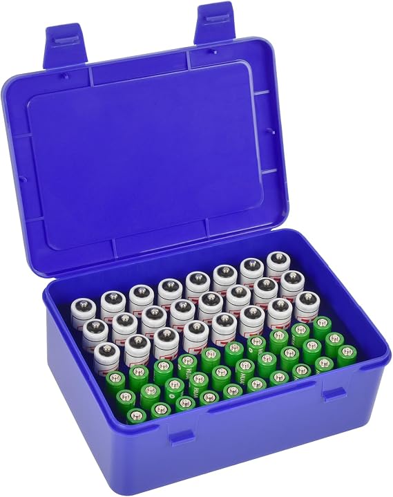 FULLCASE Battery Organizer Storage Box Fits 54 AA AAA Batteries