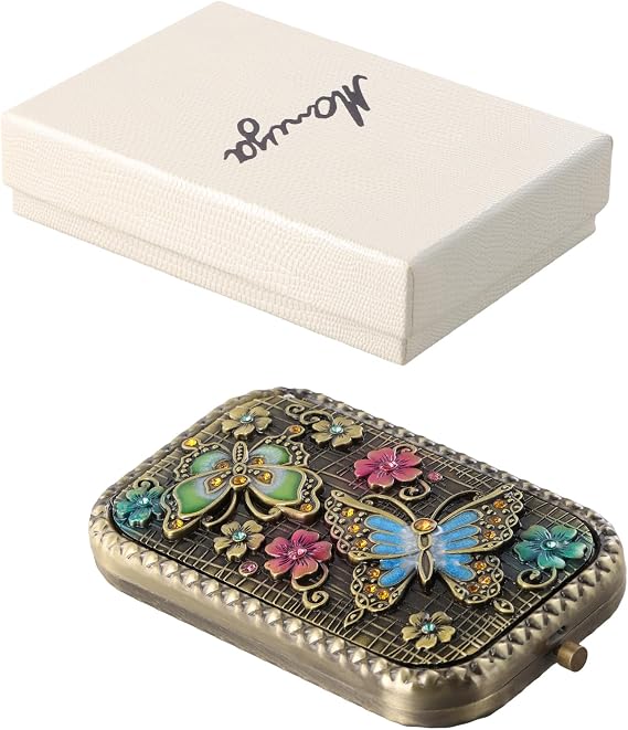 Vintage Mirror Compact, Portable Mirror with 2-Side, Small and Portable, Suitable for Travel, Office Work, and Touch-Ups, Bronze