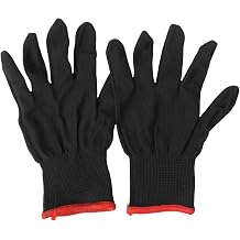 Left Hand Guitar Gloves Acoustic Bass Violin Ukulele, Anti-Pain Finger Protector Practice Accessories Beginners Musicians, Seamless Nylon Gig Glove to Prevent Blisters, Black L(S Size)