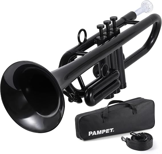 PAMPET Professional Plastic Trumpet C trumpet for Student Beginner Black | Lightweight Durable Professional Standard Trumpets C Trumpets Instrument With 3C and 7C Mouthpiece