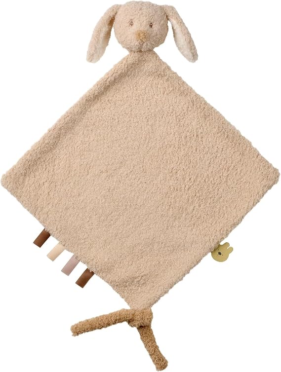 Nattou Large Comfort Blanket Polyester Rabbit Companion from Birth 35 x 35 cm Teddy Beige