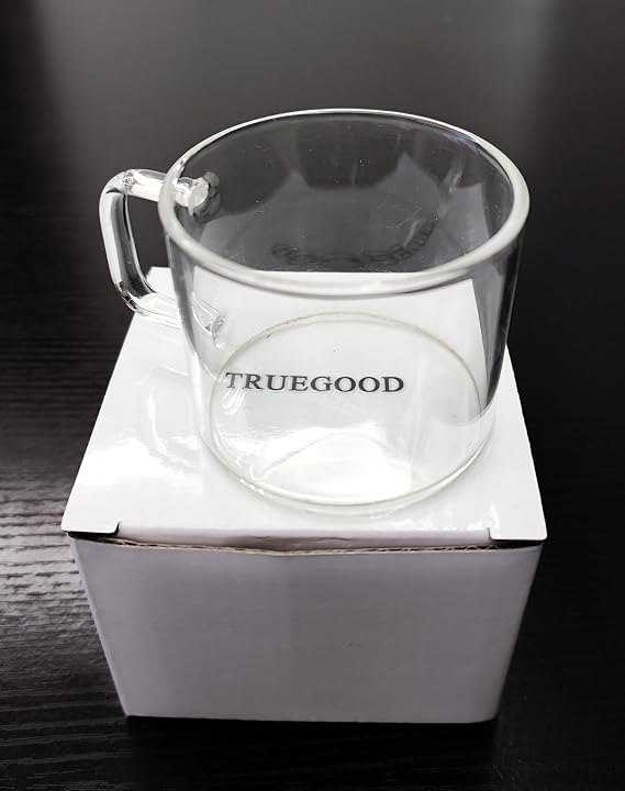 1 PACK Premium Glass Mugs, Transparent Tea Cup for Hot/Cold Beverages, Clear
