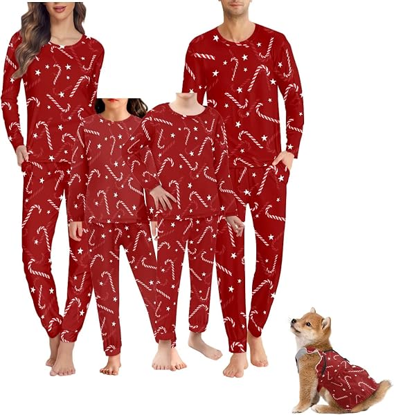 Christmas Family Pajamas Matching Sets Holiday Xmas Jammies Set Long Sleeve Shirts & Pj Pants 2 Piece