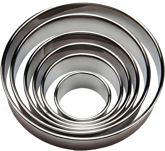 6pcs Round Pastry Cookie Cutter Set, Stainless Steel Circle Cookie Donut Pastry Scones Cutters Large and Small Mini Circle Biscuits Cutters for Baking Biscuits Cakes
