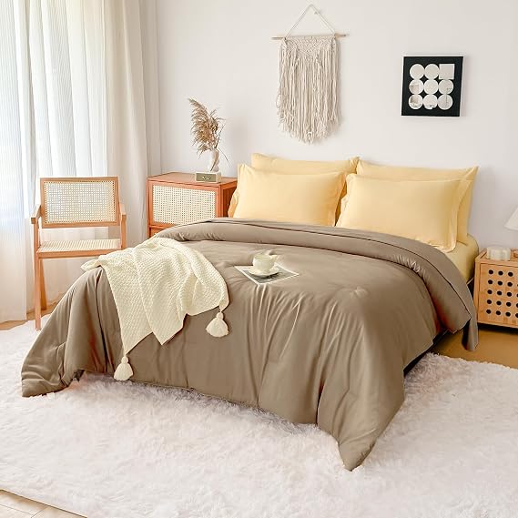 Queen Size Comforter Set Khaki Comforter Soft Bedding Blanket