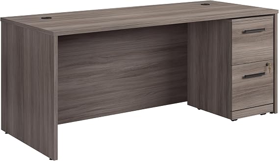 Sauder Office Works Affirm 72 X 30 Desk 2 Drawer Pedestal Ste, Hudson Elm Finish