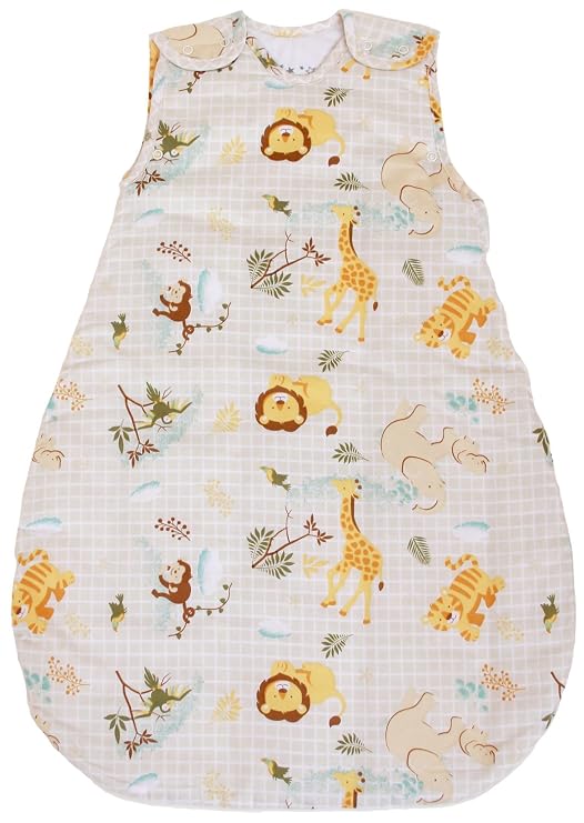 BABYINABAG 100% Cotton Baby Sleeping Bag or Sack, 1 Tog Summer Model Model with Animal Pattern (Medium (10-24 mos))
