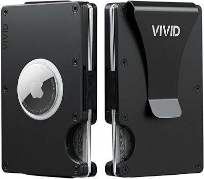 VIVID AirTag Wallet for Men - Slim, Modern, RFID Blocking, Scratch Resistant, Credit Card AirTag Holder, Easy Access Cards, Money Clip, Mens Wallet Black