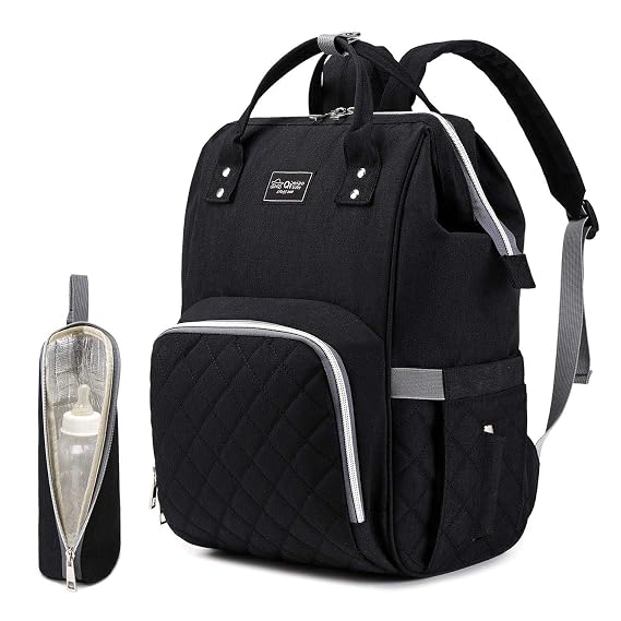 Diaper Bag Backpack,Waterproof Multifunctional Large Travel Nappy Changing Bags... (Black)