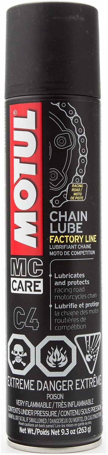 Motul MC Care C4 Chain Lube Factory Line Racing Motorcycle Chain Lubricant Spray, High Adhesion, O-Ring Safe, Anti-Wear & Corrosion Protection, 9 oz