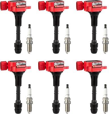CarBole Iridium Spark Plug and Ignition Coils, Replacement for Nissan Maxima Altima Xterra Frontier, Infiniti QX4 I35, Suzuki Equator 3.0L 3.5L 4.0L V6, OE: UF349, 5018