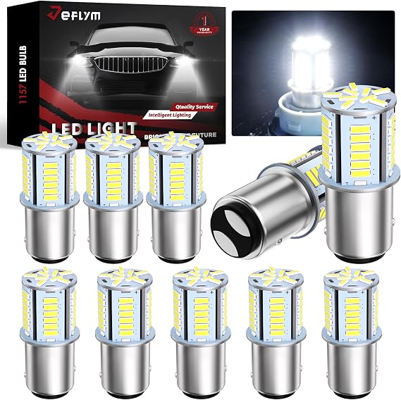 1157 Led Light Bulb, 12VDC Non Polarity 7528 2357 2057 BAY15D LED Replacement Light Bulb for Brake Tail Light for Car RV Trailer Boat, 39SMD 4014 Chipset White light, 10PCS