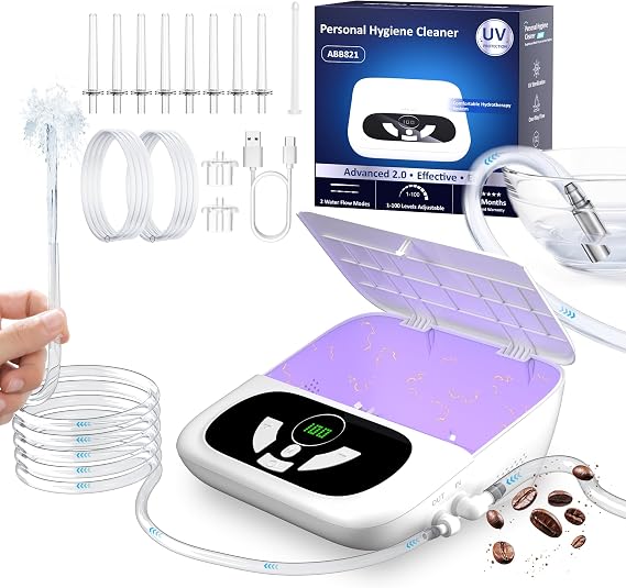 Electric Enema Kit, UV-C Storage Box, Dual Nozzles & 2 Spray Modes