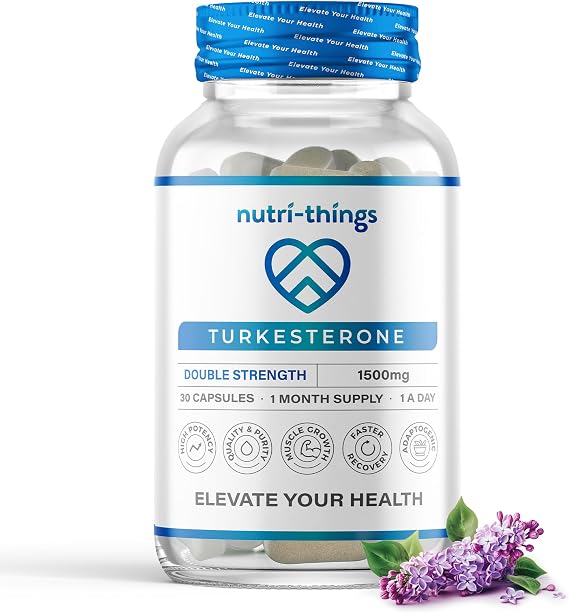 Turkesterone Capsules - 1500mg Turkesterone - Muscle Growth and Recovery Support - Adaptogenic Properties - One Month Supply - Non-GMO, Gluten-Free - 30 Capsules