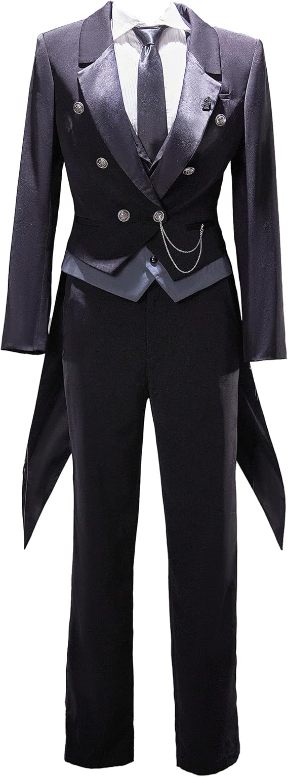 miccostumes Men's Costume Butler Cosplay Outfit Tuxedo Shirt Pants and Vest with Brooch
