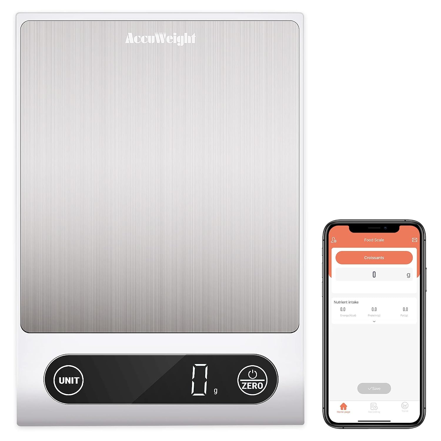 ACCUWEIGHT 795 Smart Food Scales with APP, Calorie tracking &amp; Nutrition Analysis, Waterproof Digital Kitchen Scales Weight Grams and Oz, Food Weighing Scale for Baking, Cooking, Weight Loss, 5kg11lbs