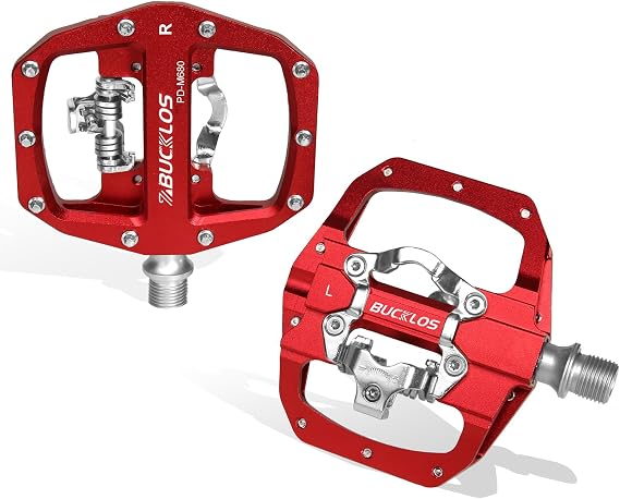 BUCKLOS Mountain Bike Pedals Clip Flat Combo Compatible with SPD Cleats