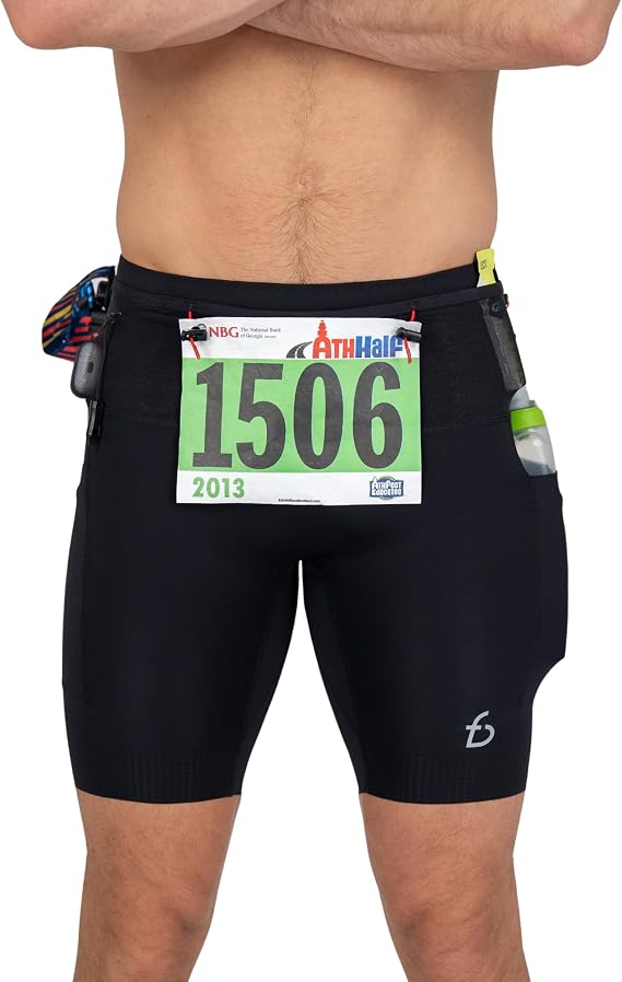 FlipBelt Men's Running Compression Shorts with Built-in Phone Pockets | Secure Pockets Fit Phone, Keys & Water Bottles, No-Bounce Fit for Running & Workouts, USA Small Business
